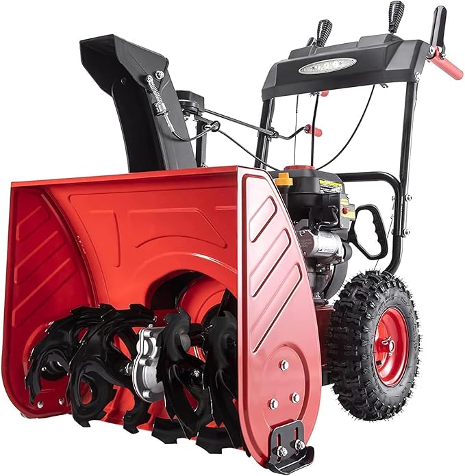 Powersmart 24 in. 2-Stage Self Propelled Gas Snow Blower 212cc 4-Cycle OHV Engine with Electric Start, LED Headlight