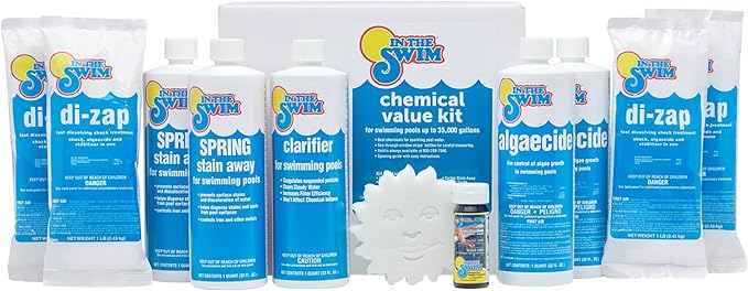 In The Swim Super Swimming Pool Chemical Value Kit – for Above Ground and In-Ground Pools – Treats Up to 35K Gallons