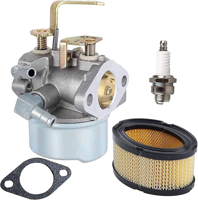 Compatible with New 640152 Carburetor + 33268 Air Filter+ Spark Plug for Tecumseh 640152A 640023 640051 640140 640152 HM80 HM90 HM100 8-10 HP Engine Snow Blower Mower 5000w Generator