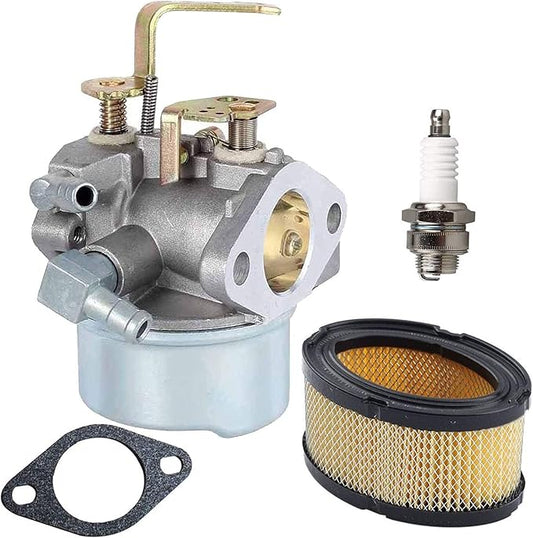 Compatible with New 640152 Carburetor + 33268 Air Filter+ Spark Plug for Tecumseh 640152A 640023 640051 640140 640152 HM80 HM90 HM100 8-10 HP Engine Snow Blower Mower 5000w Generator