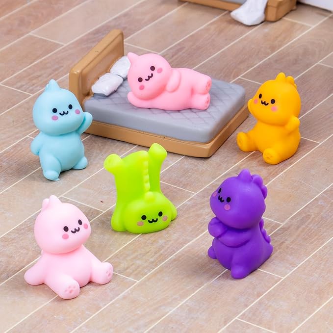 30 Pcs Mini Resin Dinosaur 6 Variety Tiny Animals Colorful Figures Miniature Little Small Figurines Bulk for Micro Fairy Garden Landscape Accessories Hide Crafts Decor
