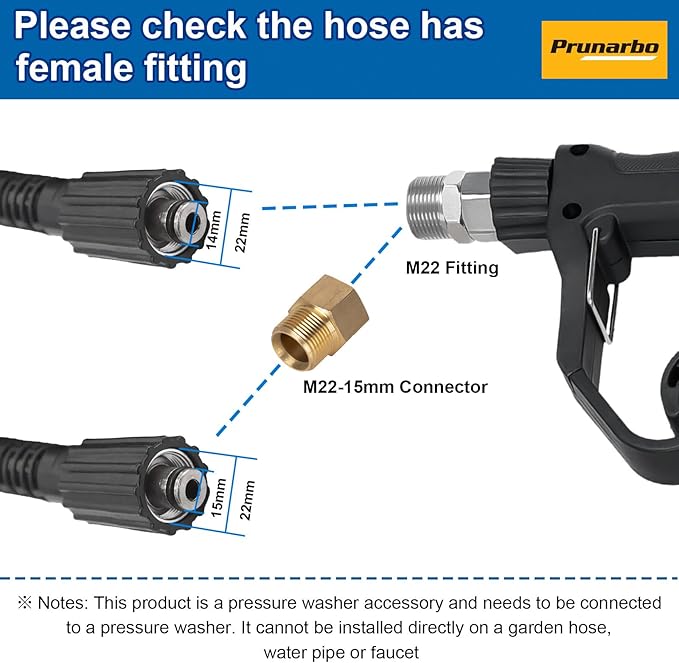 Pressure Washer Gun with Foam Cannon 5000 PSI, Heavy Duty Brass Foaming Car Wash Sprayer Adjustable Snow Foam Blaster for Car Washing with 1/4” Quick Connector 5PCS Nozzle Tips, PR-M01