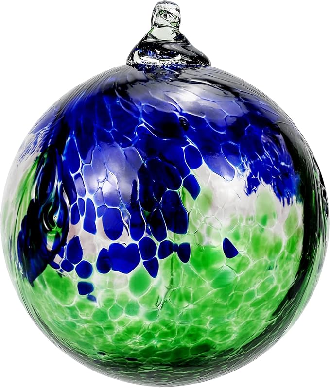 Kesywale 7 x 6 Inch Garden Hanging Gazing Ball Decorative Witch Ball Indoor Outdoor Ornament Home Décor (6", Blue-Green)
