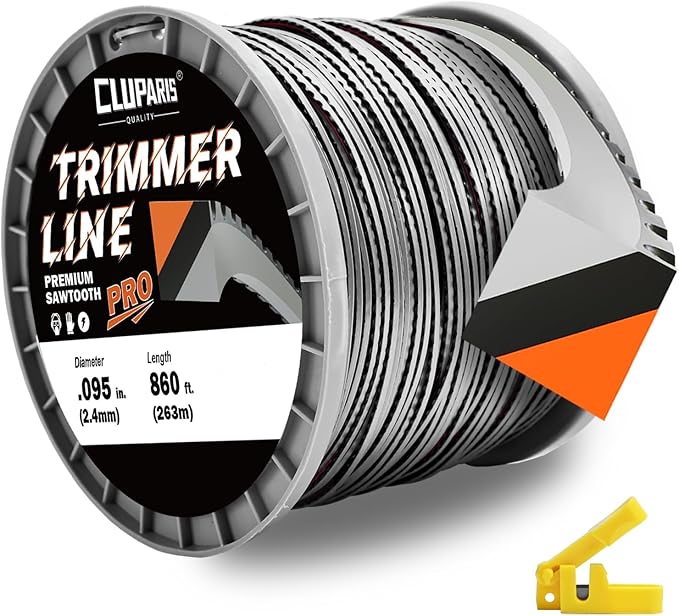 Cluparis 3-Pound Heavy Duty Sawtooth Trimmer Line .095-inch, 0.095" Sawtooth Weed Eater String Fits Medium & Heavy Grass & Weeds, 095 Trimmer String for Universal Weedeater Line of Premium Nylon