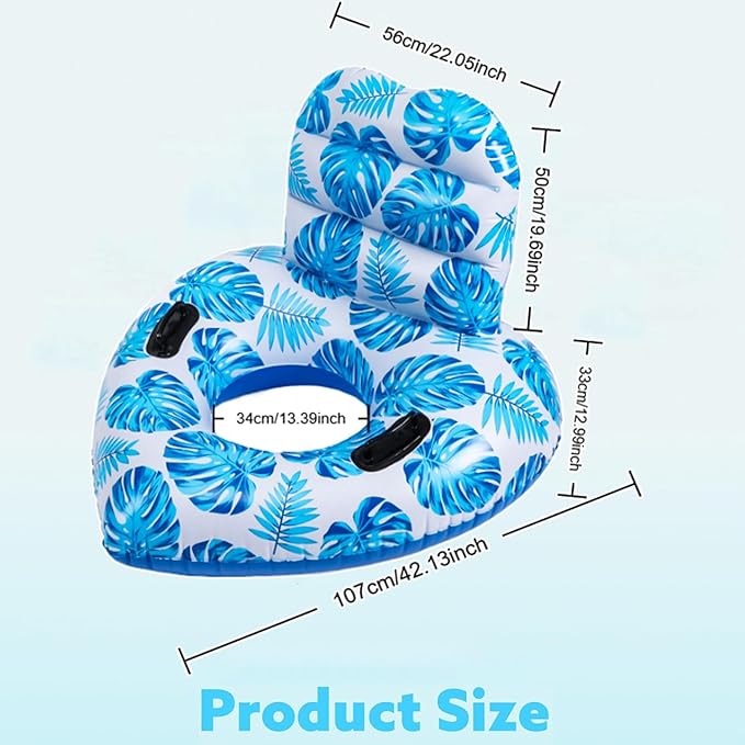 1PCS Inflatable Pool Floats Adult Teens Swimming Chairs Leaves Large Inner Tube Floaty Swimming Pool Floaties Swim Rings Pool Lounger Float for Pool Party & Summer (Heart,1)