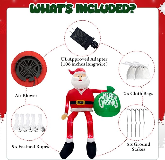 OurWarm 15FT Christmas Inflatable Outdoor Decoration, Climbing Santa Giant Christmas inflatables Christmas Blow Ups with LED Lights, Inflatable Christmas Decorations Outdoor for Lawn Yard Xmas Decor