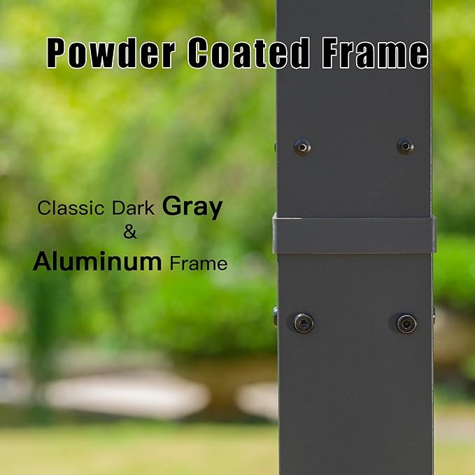 Domi Outdoor Living 9’ x 13’ Outdoor Retractable Pergola Against The Wall with Weather-Resistant Canopy Aluminum Garden Pergola Patio Grill Gazebo for Courtyard(Beige Canopy)