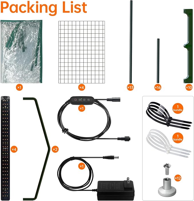 Bstrip Indoor Greenhouse with Grow Lights, 4 Tier 27.2" L×19.9" W×61.8" H Mini Greenhouse with Zippered PVC Cover for Seed Starting Trays, Dimmable 2FT 60W Plant Light for Indoor Plants with Timer