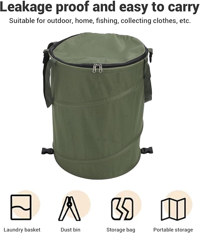 Zunate Collapsible Lawn and Leaf Bag, 24 Gallon Collapsible Trash Can, Reusable Outdoor Yard Waste Leaf Bag Garden Garbage Bin, Garden Garbage Bag with Lid, Lawn and Leaf Bags for