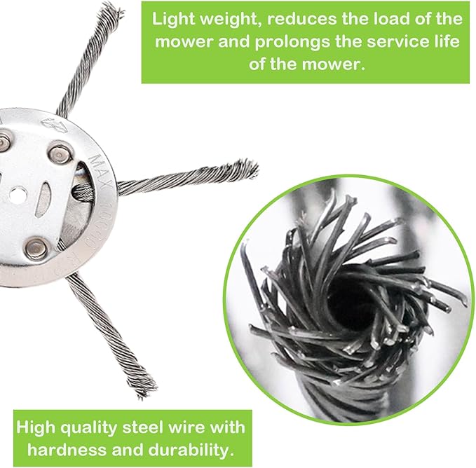 6 Inch Steel Wire Rotary Weed Brush Cutter Trimmer Head Weed Cutter Eater Blade for Moss Grass Rust Removal, Paving Stone, Pavement Joints or Driveway