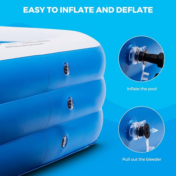 Inflatable Swimming Pool with Pool Lights, 130" x 72" x 22" Full-Sized Large Inflatable Family Pool, Summer Water Party, Outdoor, Garden Backyard, Suitable for Adults