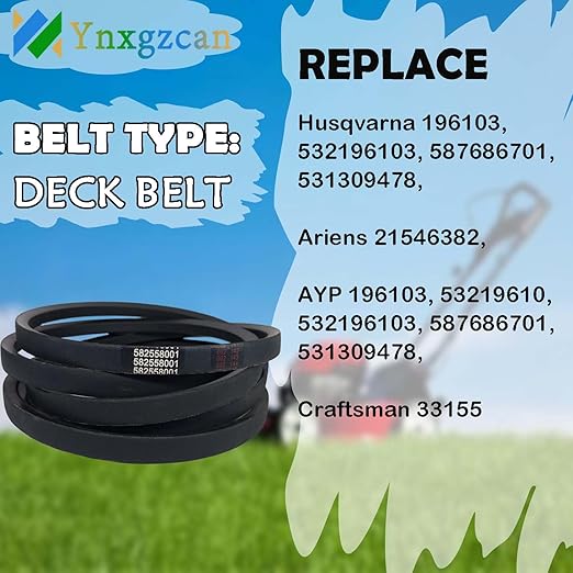 582558001 5/8" x 147.5" Lawn Mower Deck Belt Replacement for Husqvarna 582558001 Z248F RedMax RZT48 Jonsered Z48F Ariens Ferris AYP Craftsman 96103, 532196103, 587686701, 531309478