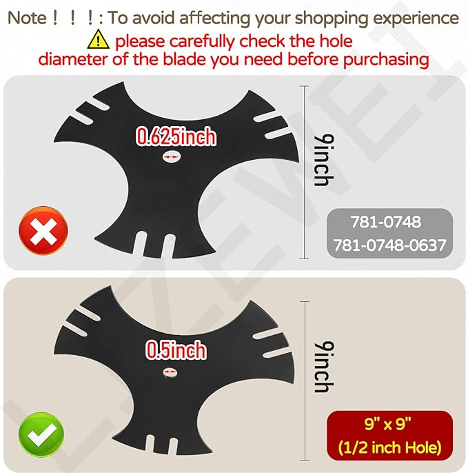 2 Pcs Universal 9" x 9" Edger Blade (1/2" Center Hole), 3-Side Edger Star Blade for Craftsman Walk Behind Edger, Mclane 2059, Also for Power Trim Edgers Tru-Cut Edgers King Lawn Edgers
