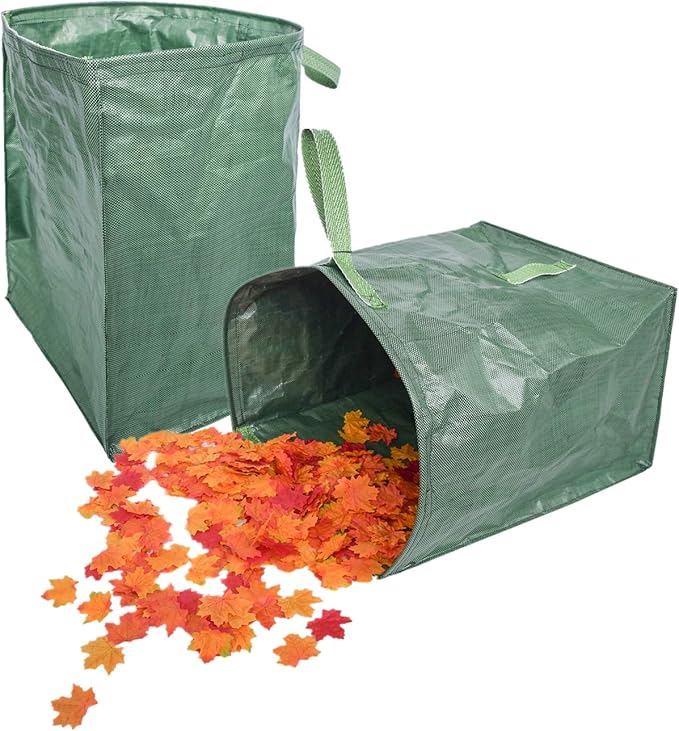 UNISTRENGH 2-Pack Set 106 Gallons Reusable Garden Bag with Reinforced Handles Heavy Duty Gardening Bags Lawn Pool Garden Leaf Waste Bag (Green-Double)