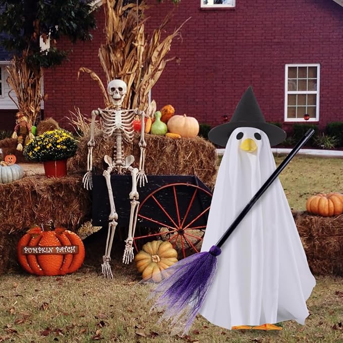 DIYDEC Halloween Ghost Goose Outfit Lawn Porch Goose Clothes Fall Halloween Goose Costume for 23" Geese Outdoor Patio Yard Lawn Decoration