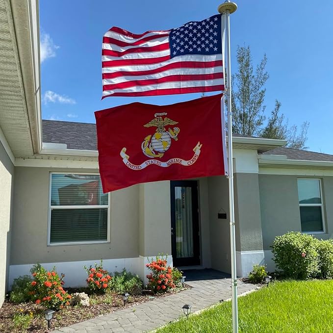 Jayus US Marine Corps Military Flags 3x5 Outdoor - 320D Heavy Duty Nylon Double Sided USMC Army Flag Banner with 2 Grommets