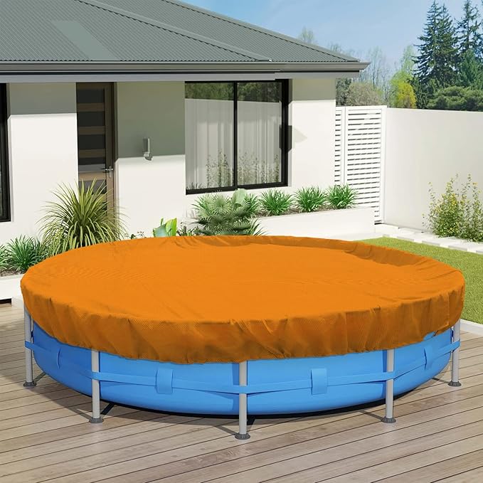 ECOOPTS 11 ft Round Pool Cover for Above Ground Pools, Swimming Pool Cover Protector Winter Safety Cover (Orange)