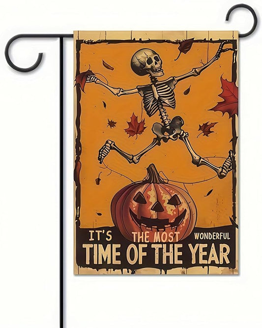 Trick Or Treat Halloween Garden Flag 12x18 Double Sided Spooky Skull Farmhouse Decor Halloween Yard Flags Pumpkin Flag for Seasonal Holiday Decoration