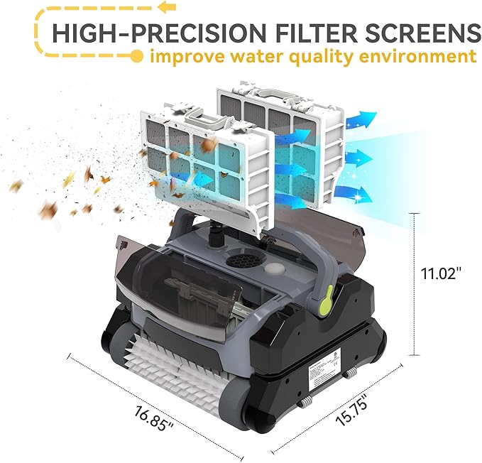 An Automatic Robot Swimming Pool Vacuum Cleaner with a Trolley, Featuring Wall-Climbing Function, 360 Degree Kink Free Patented Technology, Large Top-Mounted Filter Swimming Pool Cleaning Robot, 82 Ft