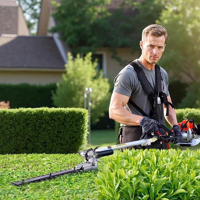 Gas Hedge Trimmer VEVOR, 26cc 2-Cycle Handheld 4-in-1 Trimmer Kit with Hedge Trimmer, Weed Eater/String Trimmer, Edger & Brush Cutter, Includes Protective Gear for Shrubs & Bushes