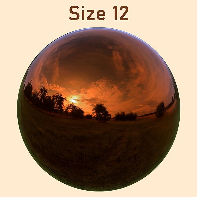 Lulu Decor, Copper Stainless Steel Gazing Mirror Ball Size 12, Smooth Shiny Finish Garden Decoration Globe