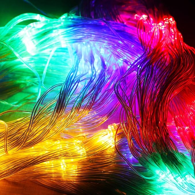 LED Net Light Christmas Mesh Lights, Tree Warp Fairy Lights Outdoor Hanging String Light for Christmas, Halloween, Garden, Walkway, Bushes Decor-9.8ft x 6.6ft(Colorful)