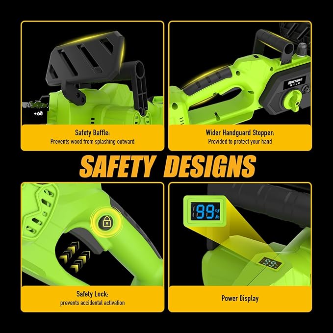 12 Inch Cordless Brushless Electric Chainsaw, 2 × 4.0Ah Batteries & Auto Oiler Security Lock, 42 FT/S Powered Compact HandHeld Chain Saw, for Tree Trimming, Wood Cutting Garden, Pruning