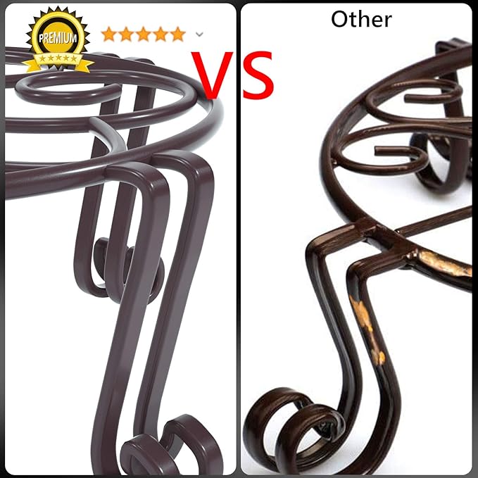 Yimobra Original Patented Plant Stand for Flower Pot Heavy Duty Potted Holder 10.2 x 4.7 Inches, Tall Indoor Outdoor Metal Rustproof Iron Garden Container Round Supports Rack for Planter Bronze/Brown
