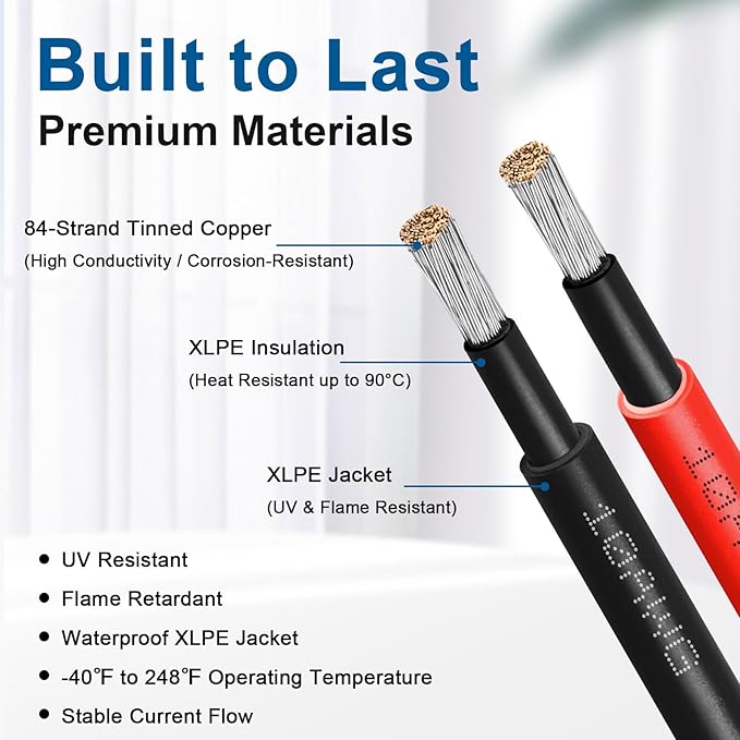 XRDS -RF Solar Extension Cable 10AWG, 3FT Red & Black Solar Panel Wire with Solar Connector, PV Wire with Disconnect Wrenches & Extra Male/Female Connectors for RV, Camper, Inverter, Off-Grid System
