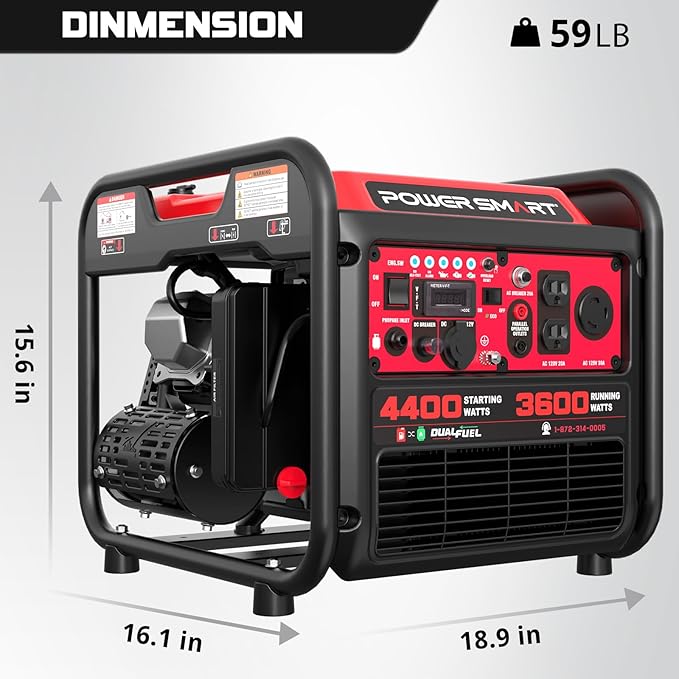 PowerSmart 4400-Watt Dual Fuel Portable Generator with Inverter Technology, CO Protect, 30 amp for Home Use and Emergency Backup