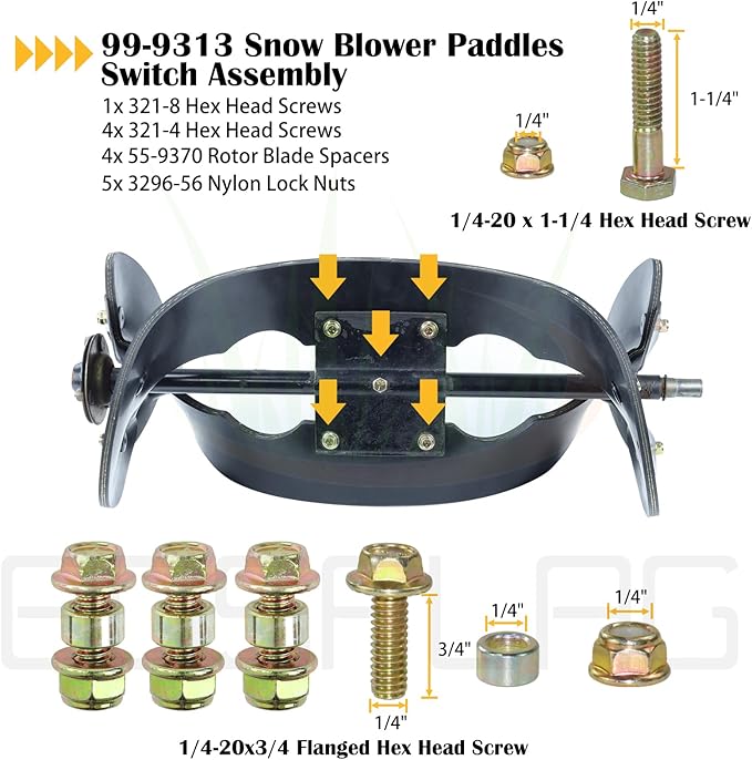 99-9313 Snow Blower Paddles with 133-5585 Scraper Replaces 125-1128 55-9250 55-9251 88-0771 for Toro 621 721 210R 421QR 621E 621QZE 621QZR 621R 621E 721QZE 721R Power Clear CCR6053 Snowthrower