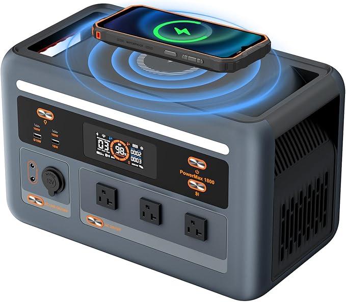 OSCAL PowerMax 1800 Portable Power Station, 1024Wh LiFePO4 Battery, 1800W AC (3600W Surge)/100W USB-C Output,Solar Generator(Solar Panel Optional) for Camping, RV, Home Backup Power