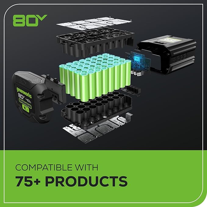 Greenworks 80V 21” Brushless (Self-Propelled) Cordless Electric Lawn Mower + (580 CFM) Axial Leaf Blower (75+ Compatible Tools), 4.0Ah Battery and 60 Minute Rapid Charger, Green and Black