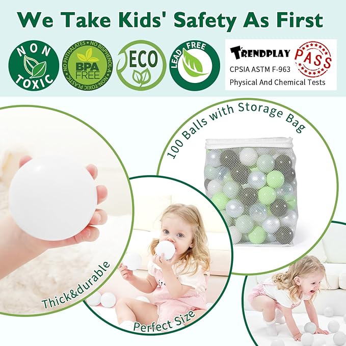 TRENDPLAY Plastic Balls for Ball Pits 2.2 Inch, Pack of 50 100 200 500 Hollow Balls, Perfect for Toddler Baby Pools,Party,Festival Decoration