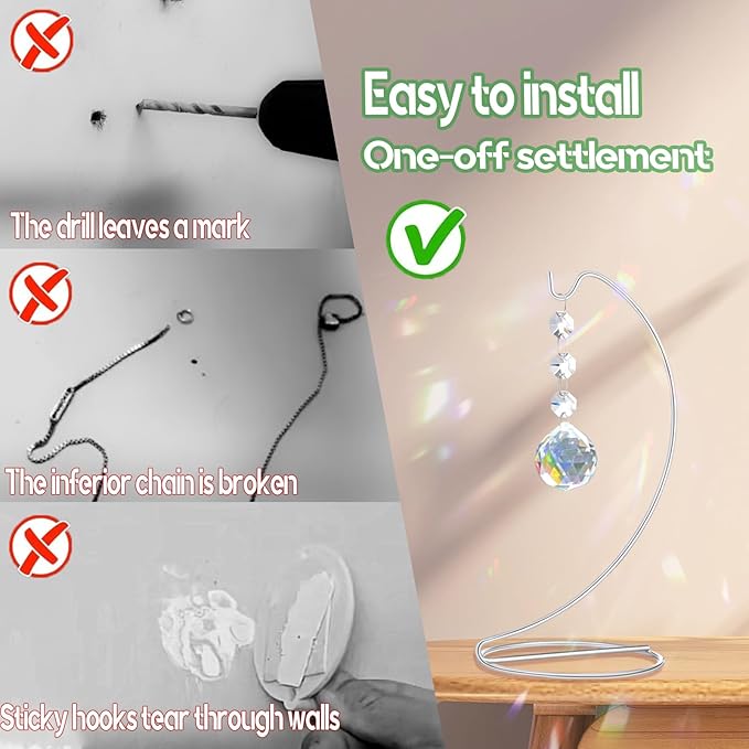 Sympathy Gifts for Loss of Loved One,Memorial Gifts for Loss of Mom Dad,40mm Crystal Suncatcher Idea is Suitable for Bereavement, In Memory, Condolences,Remembrance,with 9 Inch Silver Stand