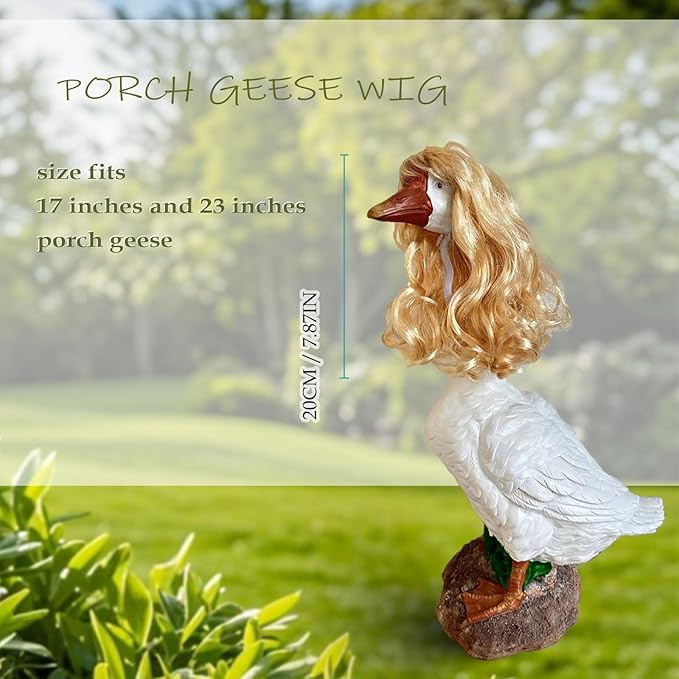 Porch Goose Wigs, Porch Goose Outfits Lawn Goose Statue Accessories for Outdoor Garden Patio Yard Goosey Decor （Style 14）