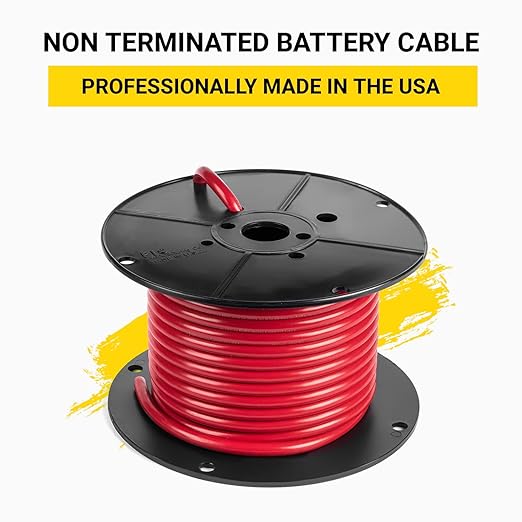 Spartan Power Battery Cable, 100% Pure Copper Wire, Automotive, Inverter, MPPT, Car Audio Speaker Amp Stereo, RV Trailer, Made in USA