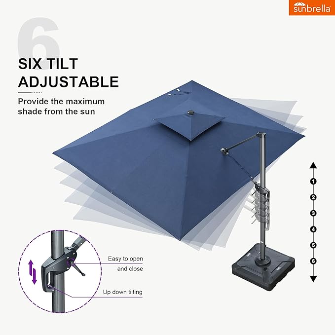 PURPLE LEAF Cantilever Umbrella with Base Included 9' X 12' Outdoor Double Top Large Rectangle Umbrella Heavy Duty 360° Rotation Offset Patio Umbrella for Garden Deck Pool Backyard Spectrum Indigo