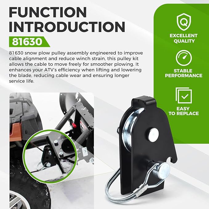 81630 Snow Plow Pulley Assembly for ProVantage WARN Heavy Duty ATV Pulley Upgrade Kit Compatible with ProVantage 78100 and 92100 Plow Base