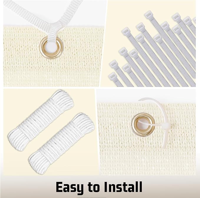 SUNNY GUARD Shade Cloth Custom Size 20x23 FT Sun Shade Screen Fabric Shade Cover Tarp with Grommets for Pergola Backyard Garden, Butter Cream(We Customized)