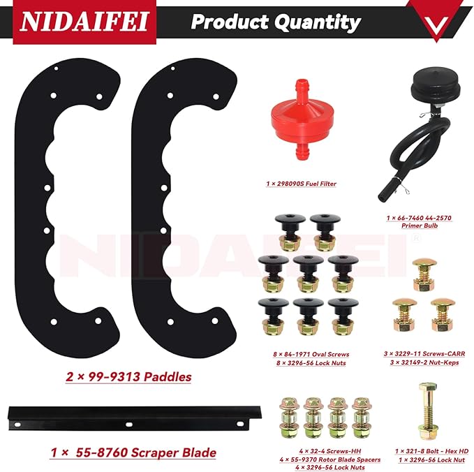 99-9313 Snow Blower Paddles with 55-8760 Scraper Replaces 125-1128 55-9250 55-9251 55-9252 88-0771 73-046 780-180 for Toro 20" 21" CCR2000 CCR2400 CCR2450 CCR3000 CCR3600 CCR3650 Snowthrower