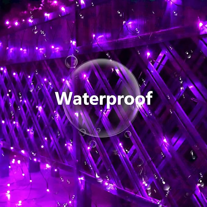 Solar Net Lights Outdoor Mesh Lights Christmas Decorations, 200LED String Tree Wrap Waterproof 19 Modes for Bushes, Fence,Garden, Shrubs,Trunk, Halloween,Xmas Decor (Purple, 9.8ft x 6.6ft)