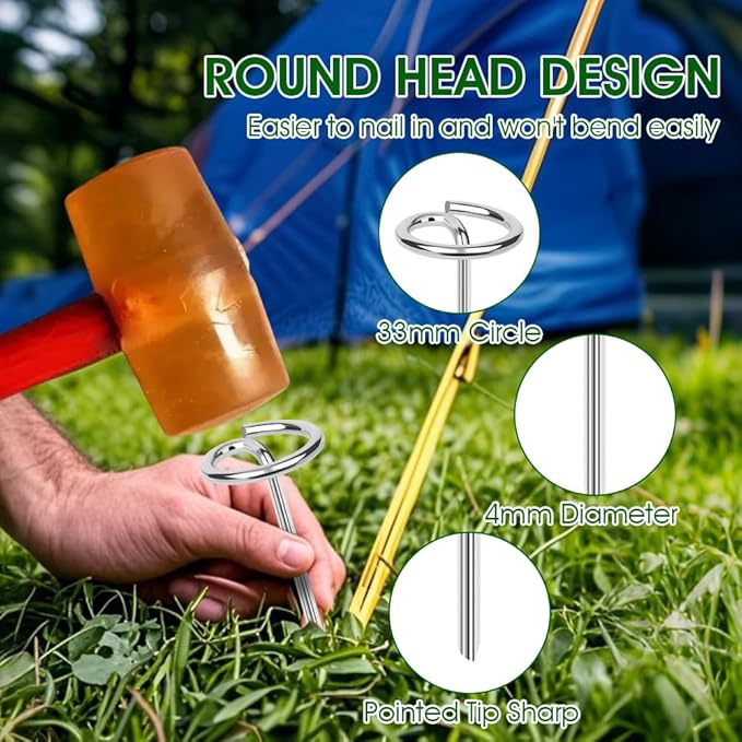 50pcs Landscape Fabric Pins, Bold 8 Gauge Galvanized Steel Garden Staples, Landscape Fabric Staples Tent Stakes Yard Stakes for Decoration Weed Barrier (50 X 6in)