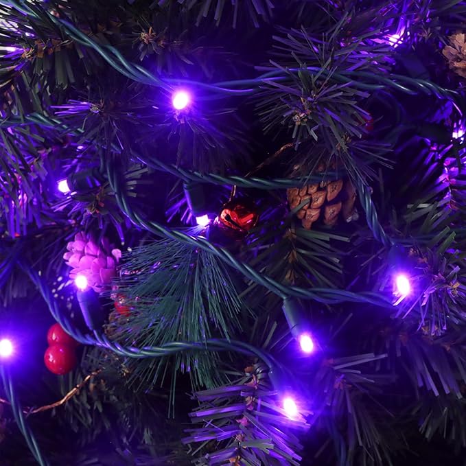 100 LED 5MM Purple Christmas Lights, 33FT Indoor/Outdoor String Light, Mini Lights for Garden, Patio, Christmas Trees - Green Wire, Commercial Grade, UL Listed