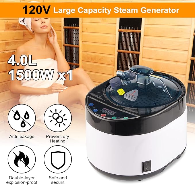 Portable Steam Sauna Box for Home, Portable Sauna for Home Spa, One Person Foldable Lightweight, Full Body Sauna Tent for Relaxation, 1600W & 4L Steamer Generator, Foldable Chair