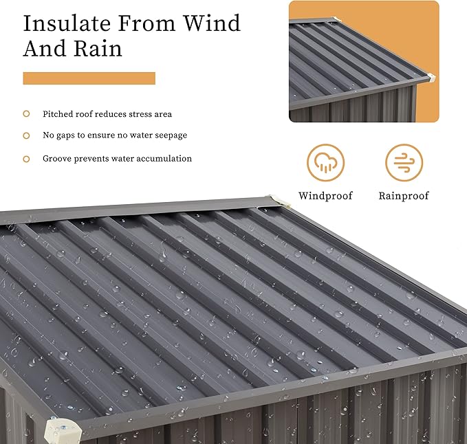Vongrasig 5 x 3 FT Outdoor Storage Shed, Metal Shed Small Garden Tool Storage Shed with Window and Lockable Door for Outside Backyard Patio Lawn (Grey)