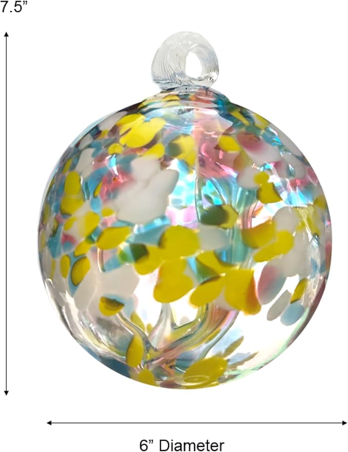Dale Tiffany Hand Blown Glass, 6" Diameter Spring, Tree of Life Collection, Witch Globe Hanging Garden Indoor/Outdoor Decorative Ornament Gazing Ball