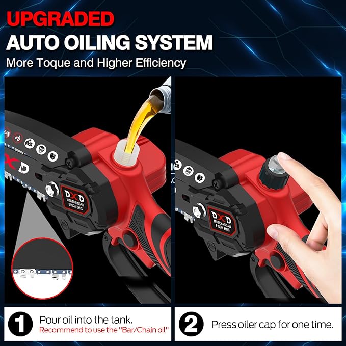 Mini Chainsaw Handheld Mini Cordless Electric Chainsaw with Battery Gas-Powered Option 4-Inch chainsaw Bar Oil Jug Safety Gloves Chain Caseightweiaht for Tree Trimming Wood Cutting
