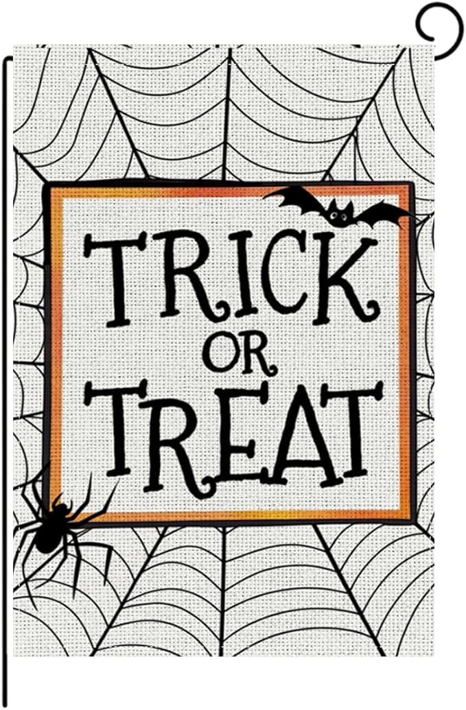 HTBIG Halloween Garden Flag Decor, Trick OR Treat Garden Flag, Yard Flags for Outside 12x18 inch, For Halloween Holiday Yard Outdoor Decorate