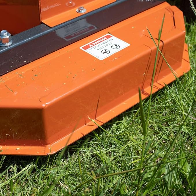Titan Attachments 3 Point PTO Finish Mower, 72" Cutting Width, Cat 1 Hookup, Orange Finish, Rear Discharge, Pull Behind Mower for 30-50 HP Tractors, Low-Noise Cast Iron Gearbox